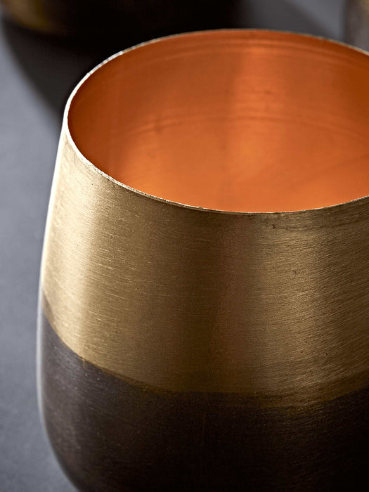 Three Dipped Brass Tea Light Holders