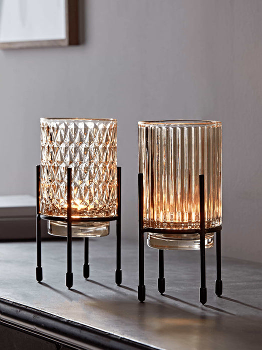 Two Textured Glass Tealights