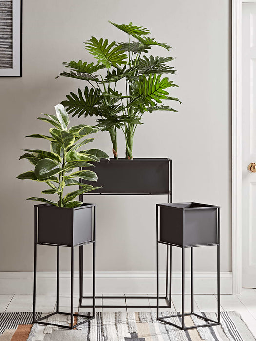 Three Black Standing Planters