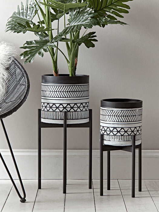 Two Monochrome Standing Planters