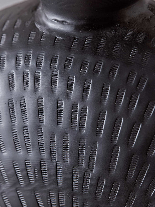 Round Hammered Black Vase