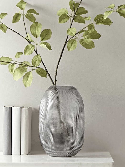 Textured Glass Vase - Grey