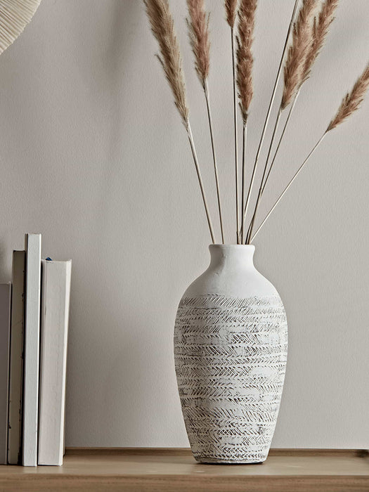 Chevron Whitewashed Vase