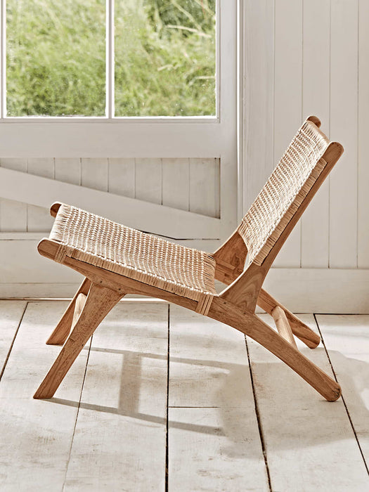 Flat Rattan Webbing Lounge Chair