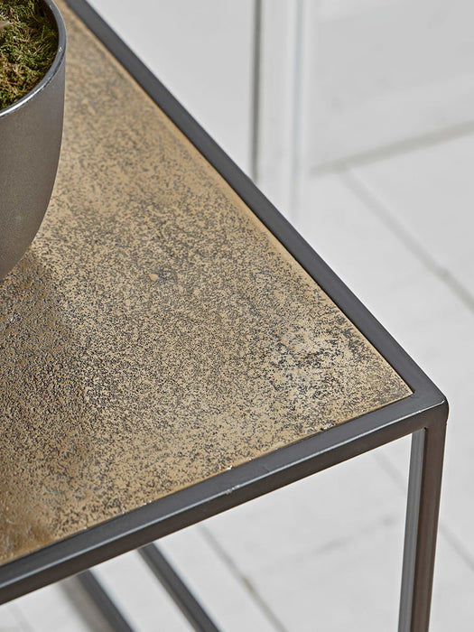 Textured Topped Metal Side Table - Gold