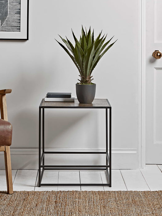 Textured Topped Metal Side Table - Gold