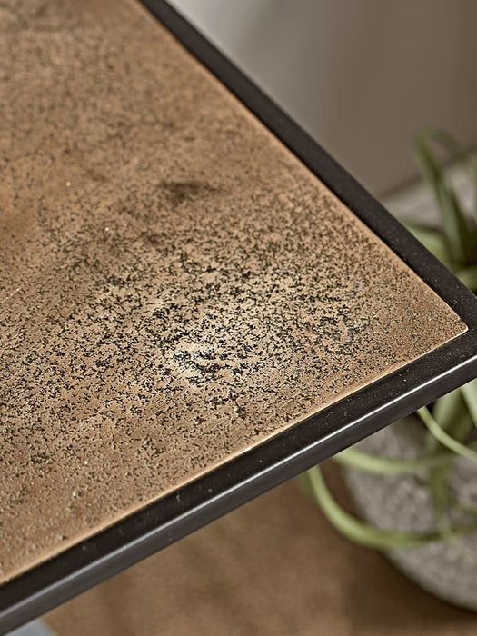 Textured Topped Metal Shelf Unit - Gold