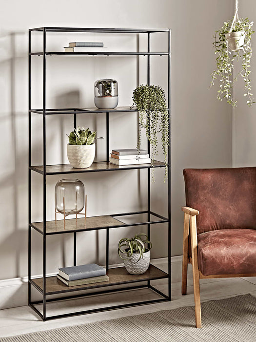 Textured Topped Metal Shelf Unit - Gold