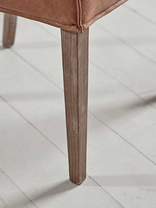 Two Leather & Wood Dining Chairs