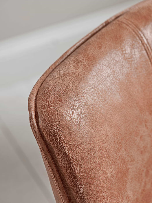 Two Leather & Wood Dining Chairs