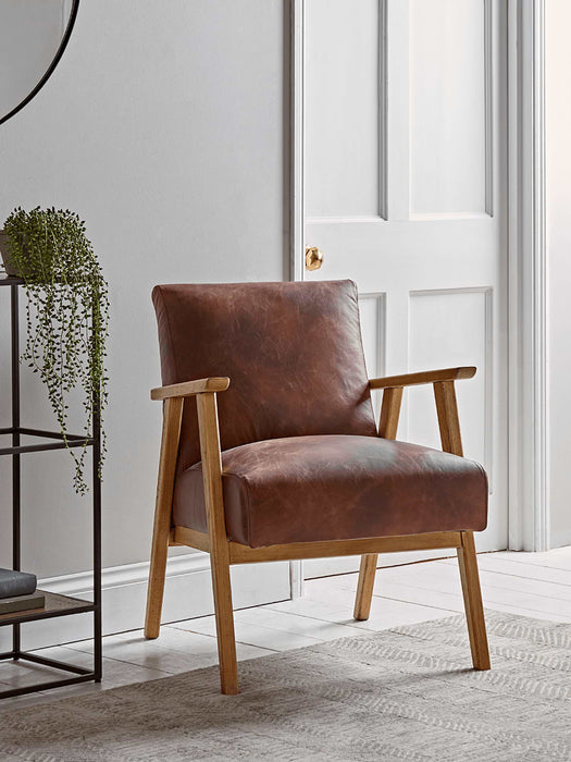 Relaxed Lounge Chair - Tan Leather