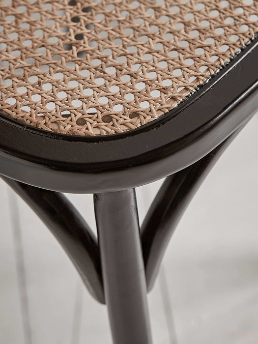 Two Cane Webbing Dining Chairs - Black
