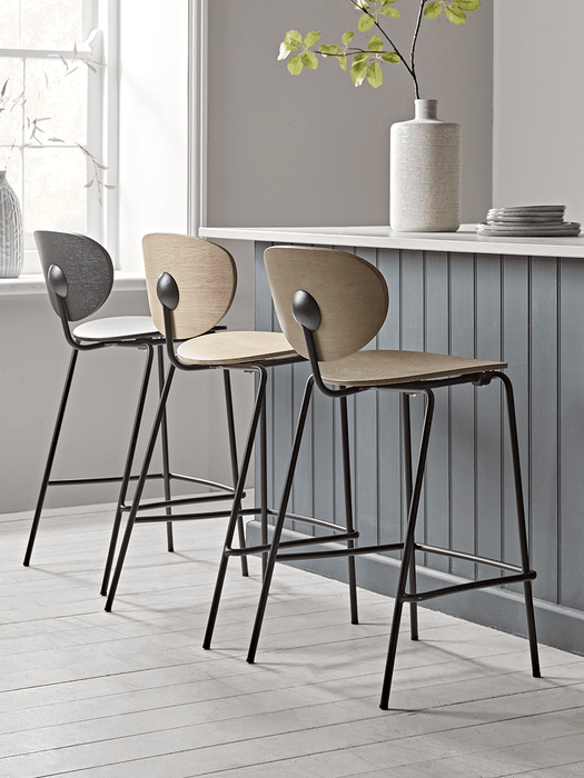 Two High Back Counter Stools - Black