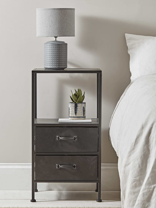 Industrial Two Drawer Bedside Table