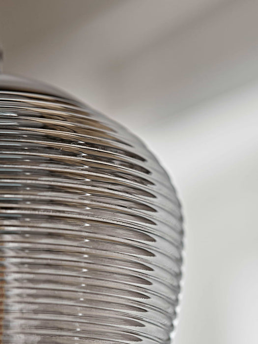 Ribbed Smoked Glass Pendant