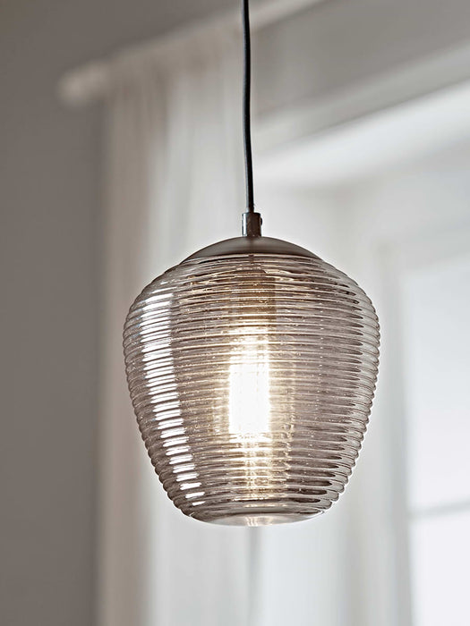 Ribbed Smoked Glass Pendant