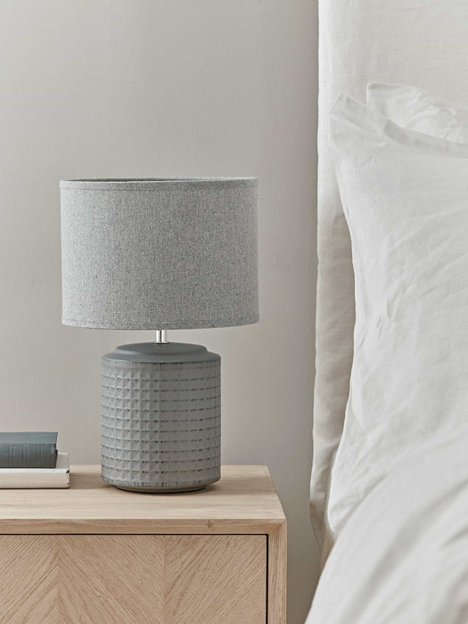 Textured Bedside Lamp - Grey