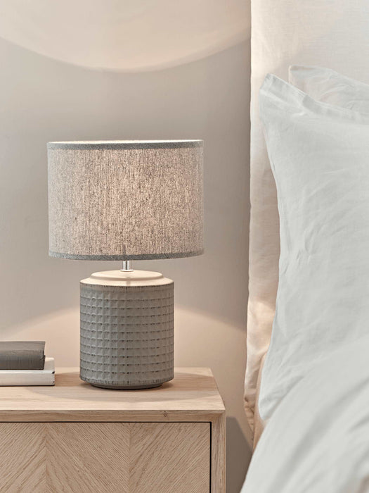 Textured Bedside Lamp - Grey
