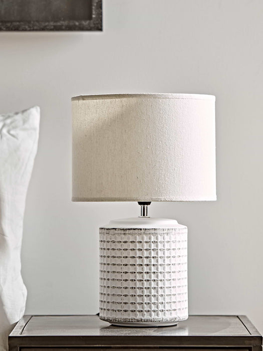 Textured Bedside Lamp - White
