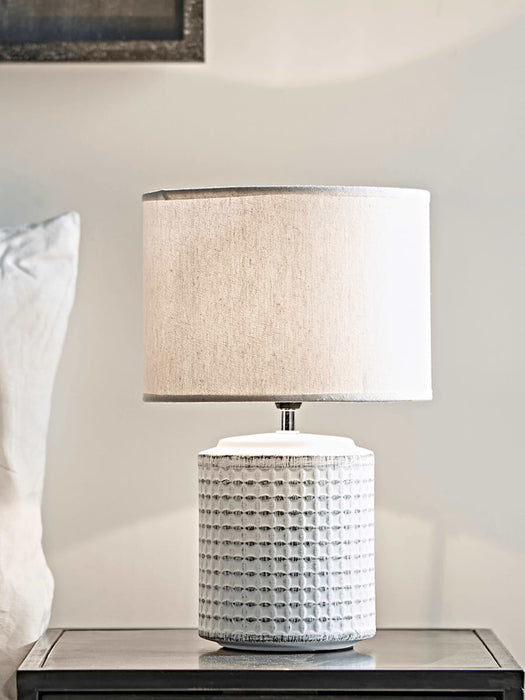 Textured Bedside Lamp - White