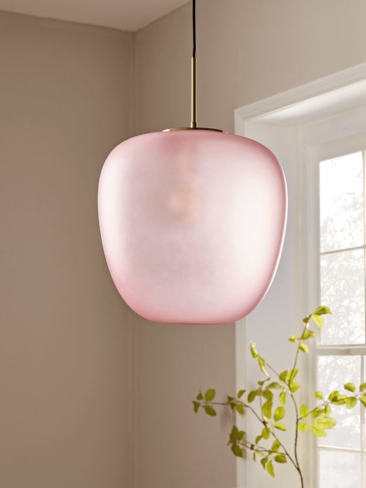 Oversize Blush Frosted Glass Pendant