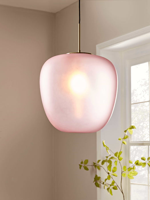 Oversize Blush Frosted Glass Pendant