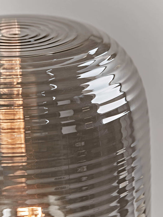Ribbed Smoked Glass Table Lamp