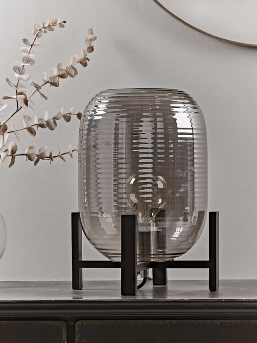 Ribbed Smoked Glass Table Lamp