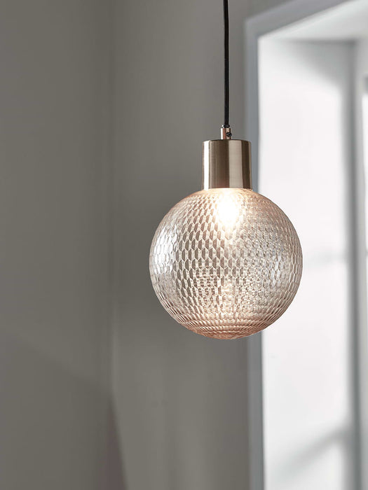 Blush Textured Glass Pendant - Large