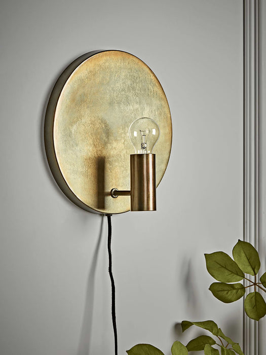 Round Antique Gold Wall Light