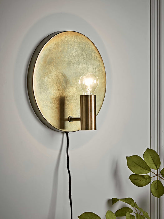 Round Antique Gold Wall Light