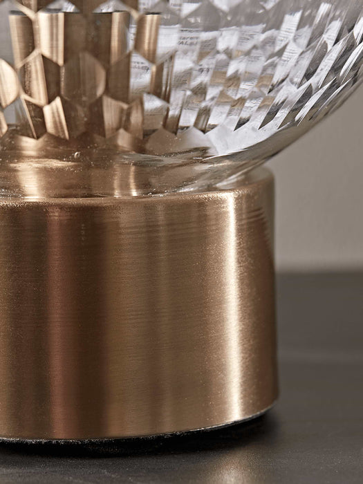 Textured Globe & Brass Table Lamp