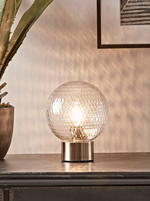 Textured Globe & Brass Table Lamp