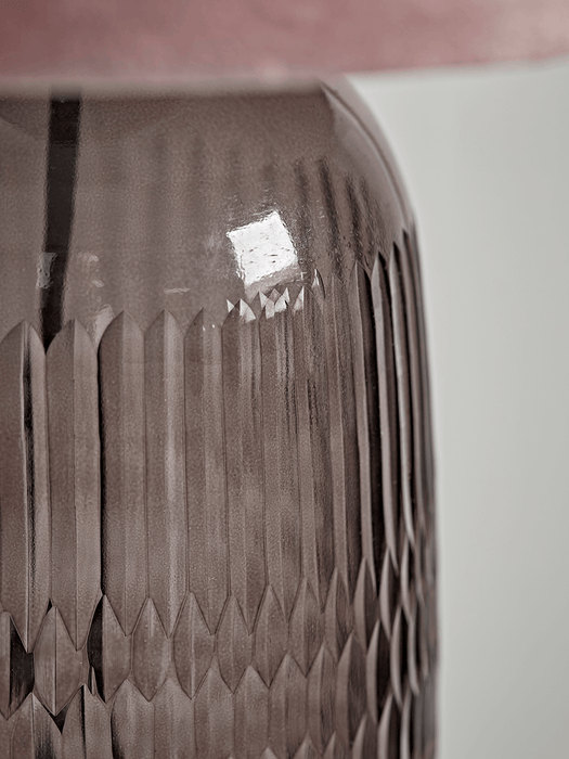 Smoke Glass & Velvet Table Lamp