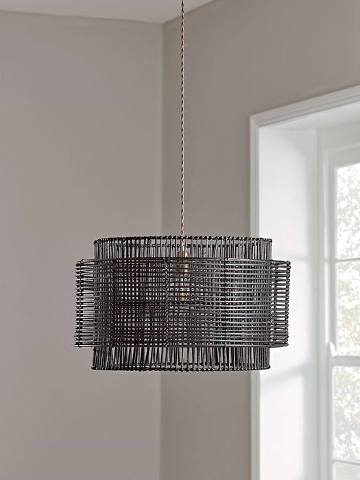 Double Layered Black Rattan Shade