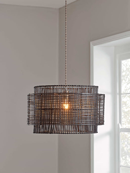 Double Layered Black Rattan Shade