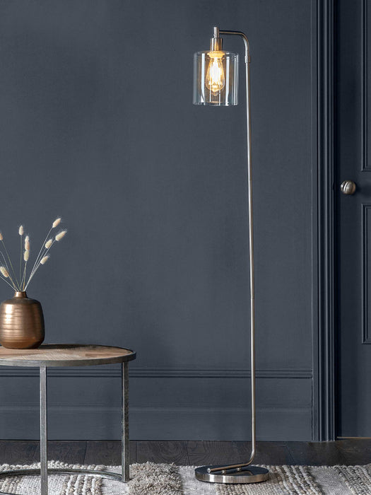 Industrial Floor Lamp - Brushed Silver
