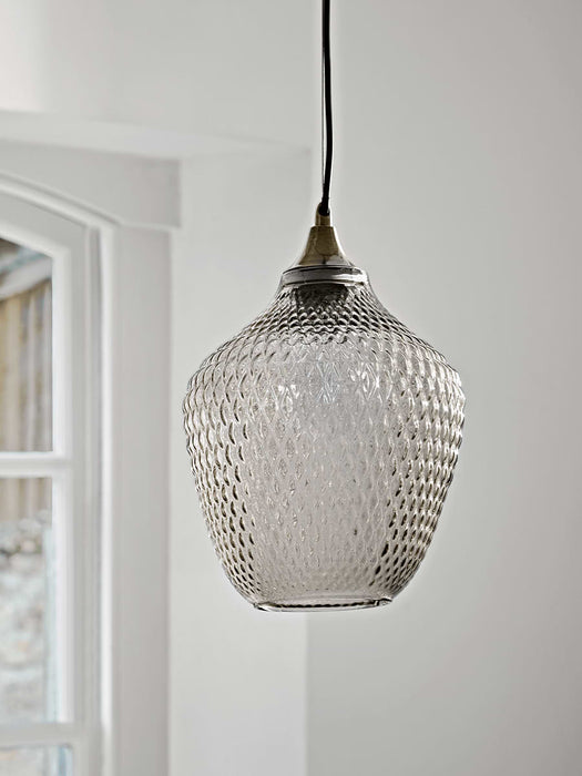 Grey Embossed Glass Pendant