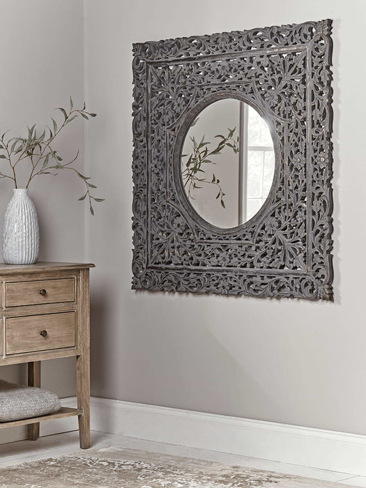 Handcarved Wooden Mirror