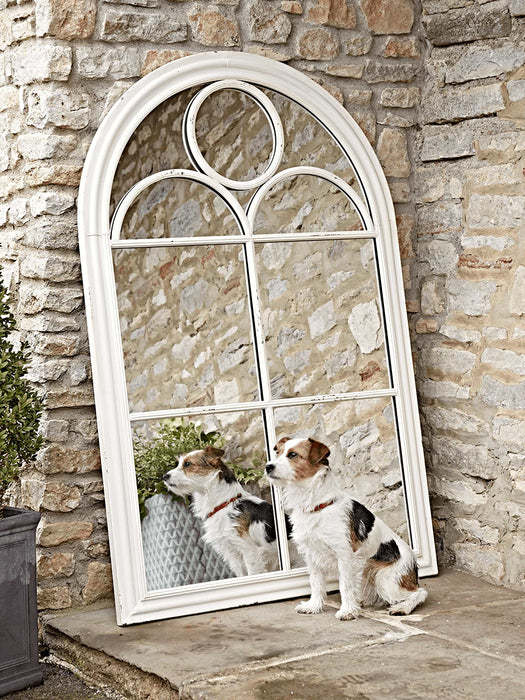 Outdoor White Arch Mirror