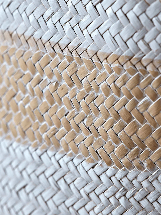 Two White Striped Seagrass Baskets