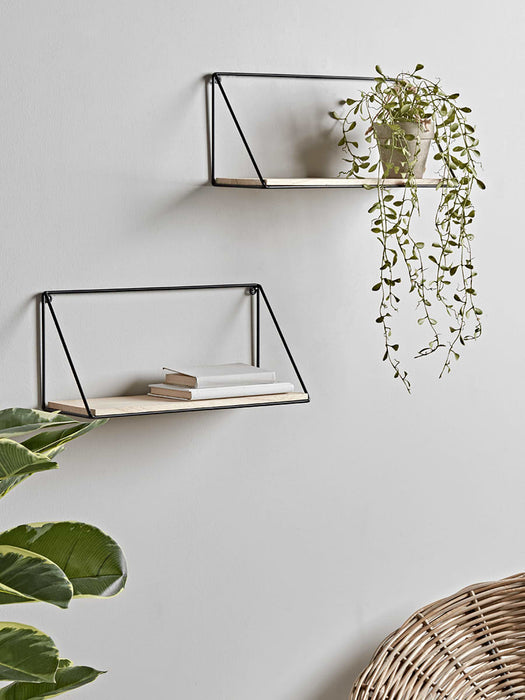 Two Industrial Wood Metal Shelves
