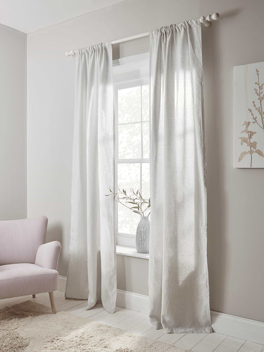 Washed Linen Curtain Pair - Soft Grey