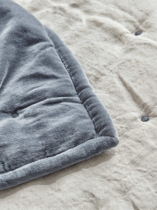 Lightweight Velvet & Linen Kingsize Quilt - French Blue
