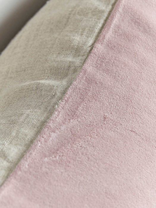 Large Velvet & Linen Cushion Cover - Dusky Pink