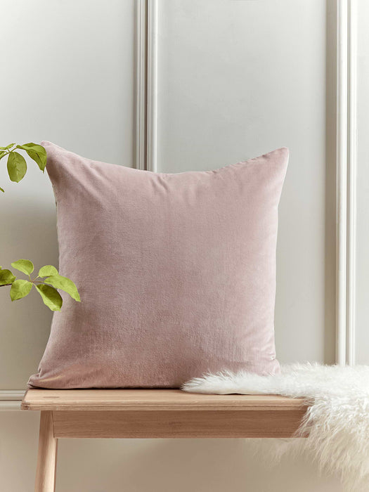 Large Velvet & Linen Cushion Cover - Dusky Pink
