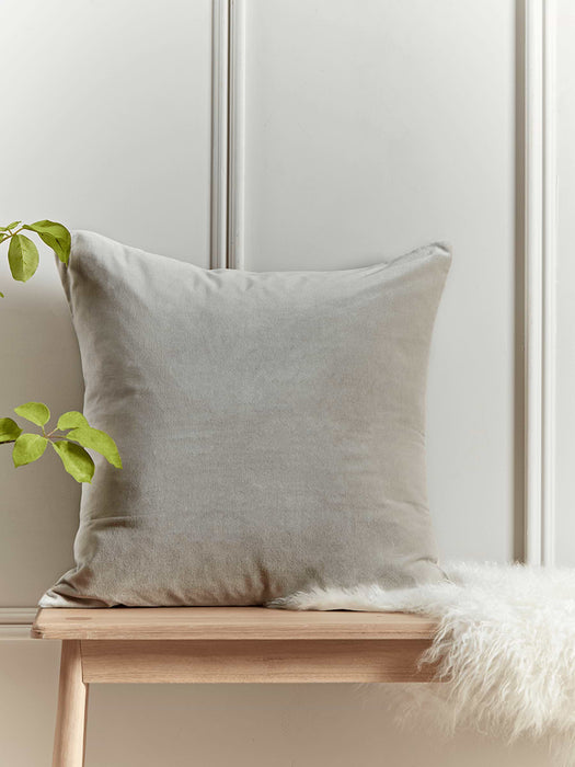 Large Velvet & Linen Cushion - Oyster