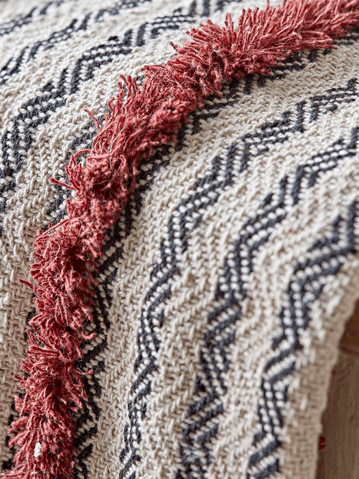 Textured Stripe Throw - Burgundy