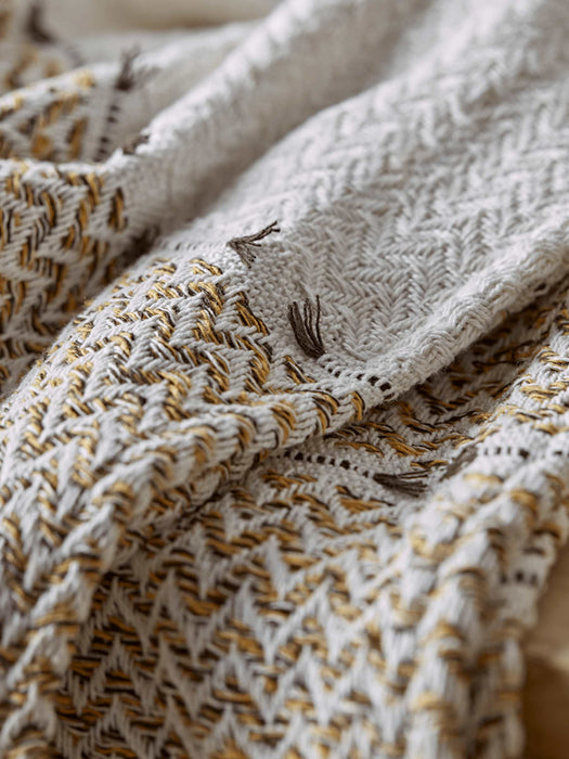Mustard & Black Textured Throw