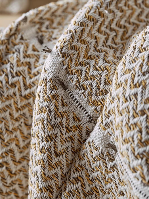 Mustard & Black Textured Throw